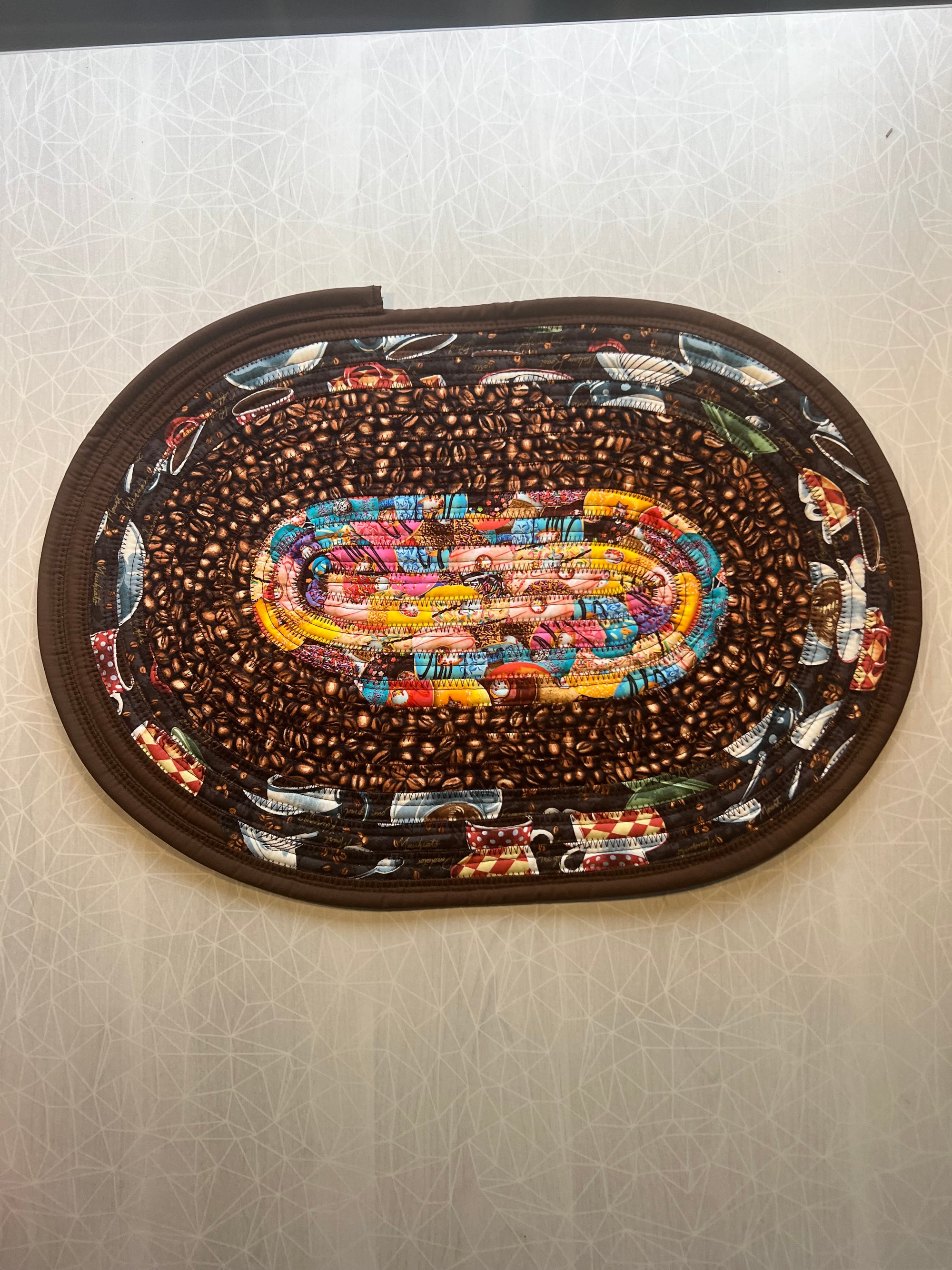 Coffee Station Jellyroll Mat/Placemat (donuts, coffee beans, coffee cups)