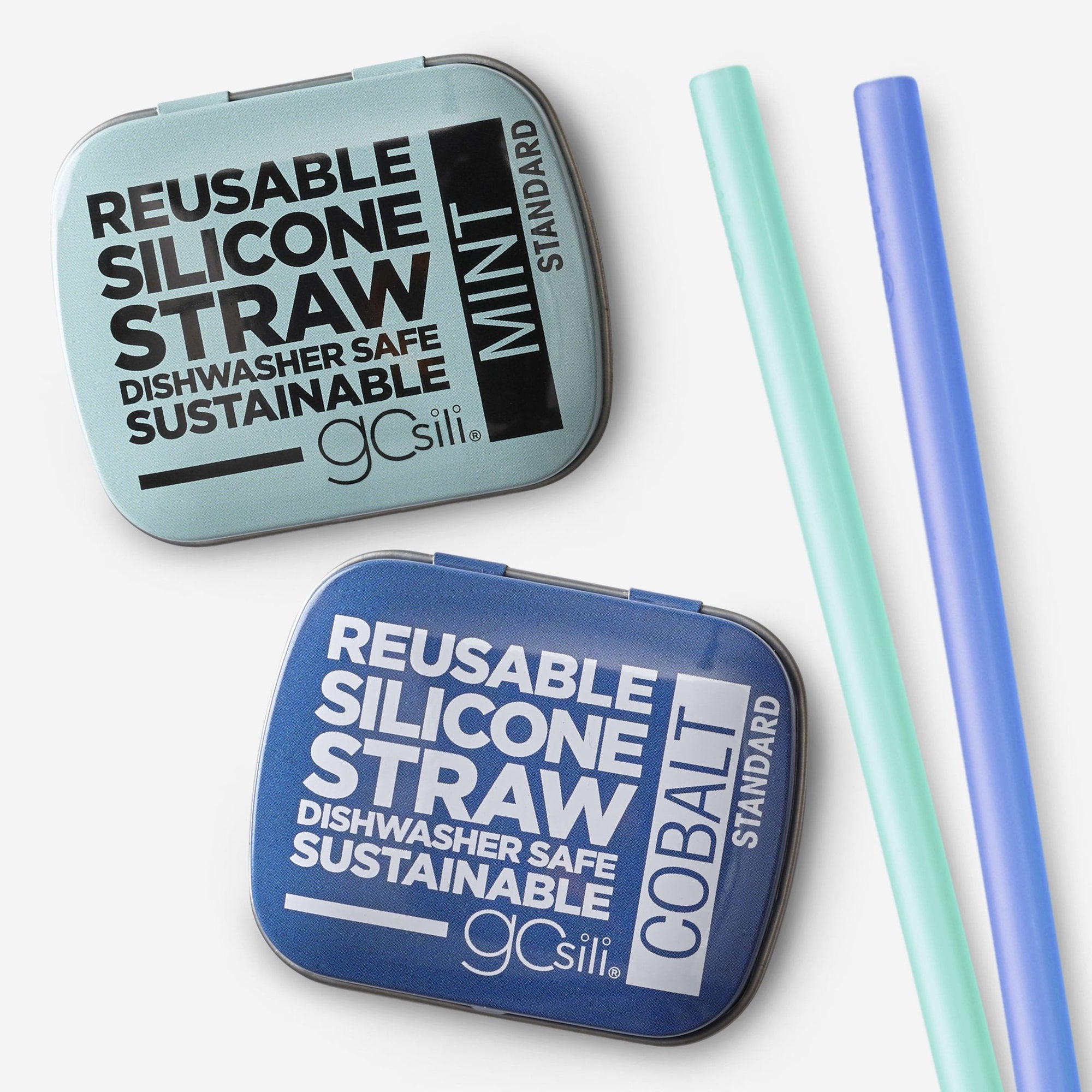 8" Reusable Silicone Straw & Travel Case, 2pk