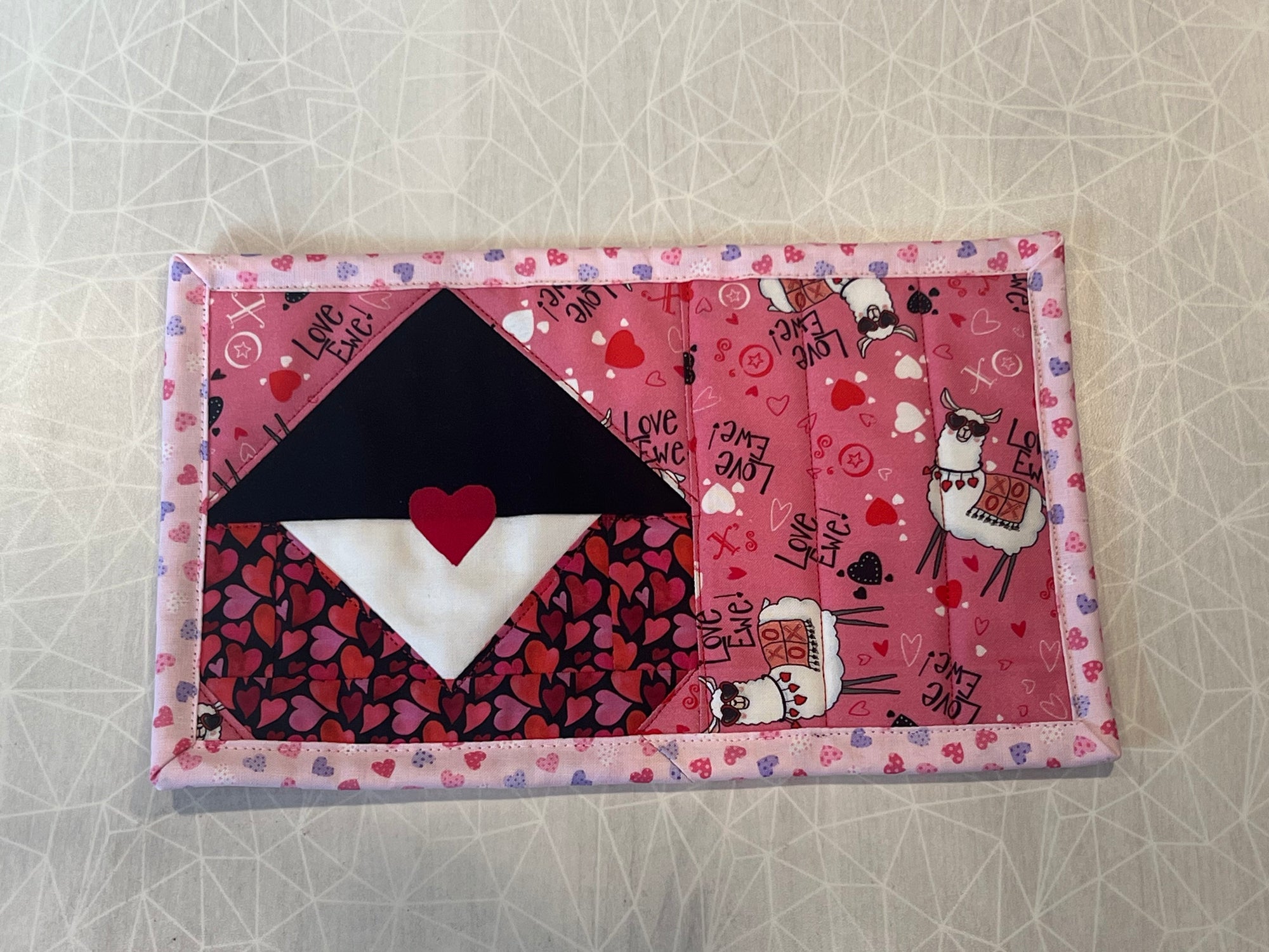Gnome Mug Rug - Valentine, Love Ewe themed